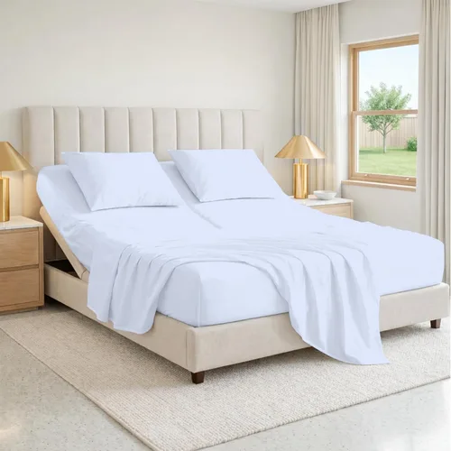 Miniatura 26 de SGI bedding Sábana Queen de 28" con Parte Superior Dividida Flex Head, 100% Algodón Egipcio, Cuenta de Hilos 1000, Sábana Superior Flex para Cama