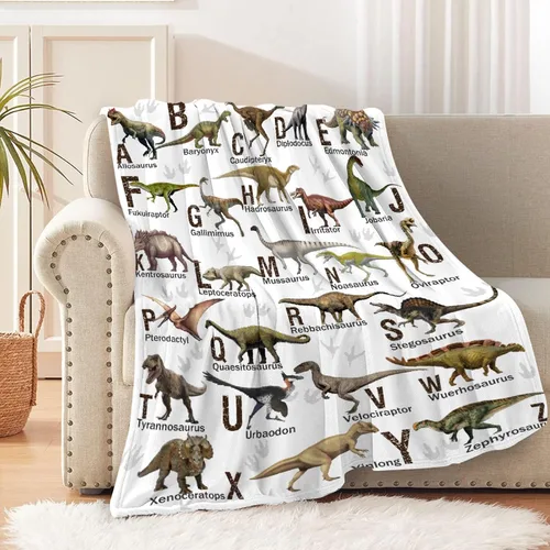 Miniatura 29 de Manta de dinosaurio para regalo, manta de franela ultra suave y acogedora, manta de forro polar ligera y mullida, manta de felpa cálida para sofá