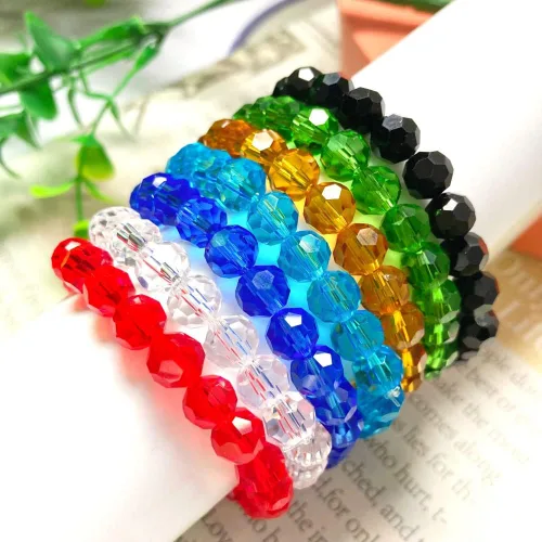 Miniatura 6 de Jmassyang 100 Piezas 8mm Cuentas de Cristal de Vidrio Facetado Redondo, Cuentas Espaciadoras para Hacer Joyas, Pulseras, Collares, Aretes, Campanas