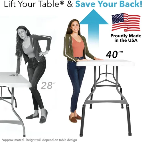 Miniatura 5 de Lift Your Table® Elevadores de mesa plegables, altura de barra (pie móvil), fabricados en los Estados Unidos, resistentes, resistentes, portátiles