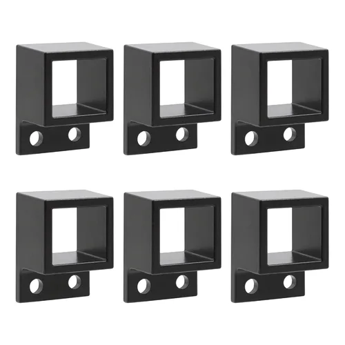 Soporte de pared estándar para valla de aluminio, 1 x 1 1/8 pulgadas para rieles, soportes de riel residencial, color negro, paquete de 6