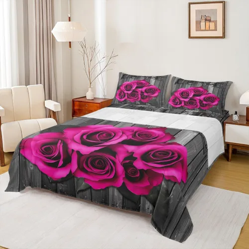 Miniatura 36 de Erosebridal Juego de sábanas de rosas rojas, tamaño individual, color rojo y negro, para niñas, mujeres, hombres, parejas, romántico, floral