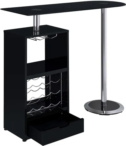 Miniatura 3 de Coaster Furniture - Mesa de bar con almacenamiento de vino, color negro 120451