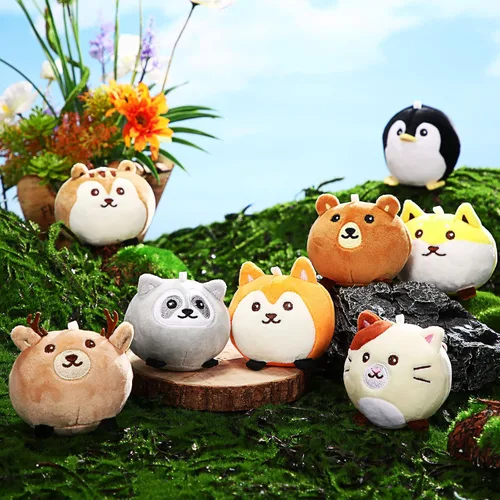 Miniatura 5 de Aoriher 8 piezas de mini animales de peluche de 3.15 pulgadas, llavero colorido de animales del bosque a granel para cumpleaños, bodas, baby shower