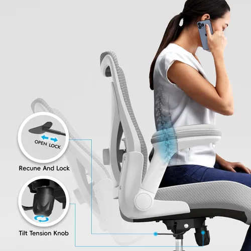 Miniatura 7 de Ergalithic Silla Ergonómica de Escritorio para Oficina y Hogar-Silla de Computadora en Forma de X de Malla de Cuero PU con Soporte Lumbar