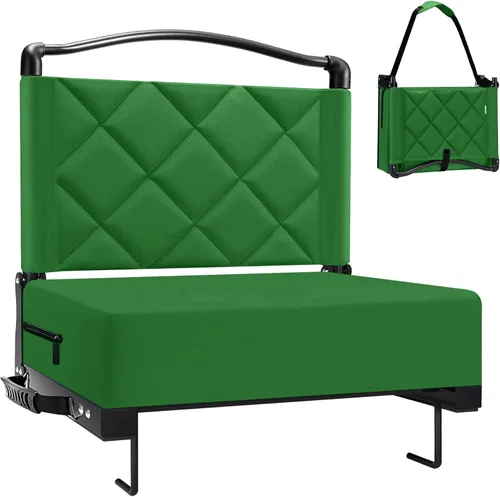 Miniatura 16 de Asientos de estadio con cojín de apoyo trasero, asientos plegables para gradas que soportan hasta 400 libras, asiento ancho con correa para el Sin