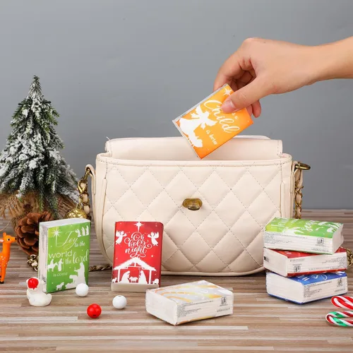 Miniatura 4 de Spiareal 30 Piezas Pañuelos de Bolsillo Faciales Navideños de Natividad Navideña Feliz Navidad Pañuelos de Bolsillo Faciales Regalos a Granel