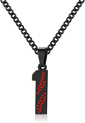 Miniatura 55 de Btysun Collares de béisbol de béisbol número 0-99 dijes de acero inoxidable para hombres, regalos de béisbol, papá, marido, regalo de Navidad