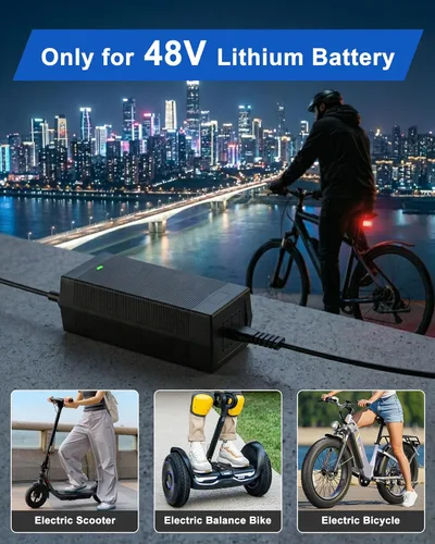 Miniatura 3 de WUKUR Cargador de batería Ebike de 54.6 V 2 A para batería de litio de 48 V, 5 conectores compatibles con Lectric XP 2.0/3.0, Ecotric City/Beach