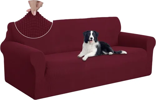 Miniatura 64 de U-NICE HOME Funda elástica para sofá, lavable, protector de muebles para sofá de 3 cojines, apta para mascotas (sofá, gris)