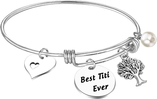 Felmem - Pulsera de joyería familiar con la mejor titi Ever para abuela, regalo de aniversario, regalo de cumpleaños para Titi