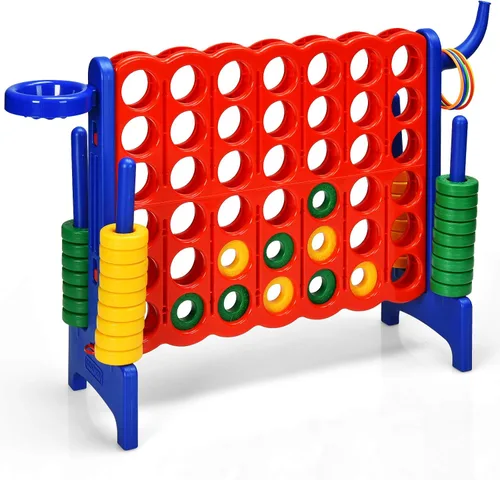 Miniatura 2 de DORTALA Juego gigante de 4 en una fila, de plástico Jumbo Connect con 42 anillos jumbo, deslizador de liberación rápida, lanzamiento de anillo, 2.5