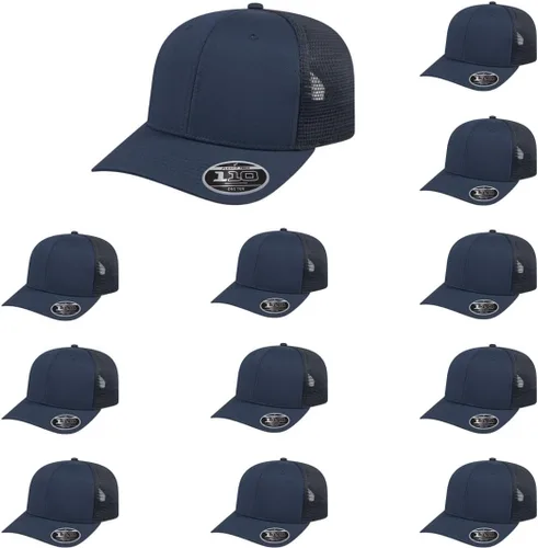 Miniatura 52 de Cap America i8502 Flexfit 110 Premium - Gorra de camionero de perfil medio con 6 paneles de malla trasera con protección UV y cierre ajustable Azul