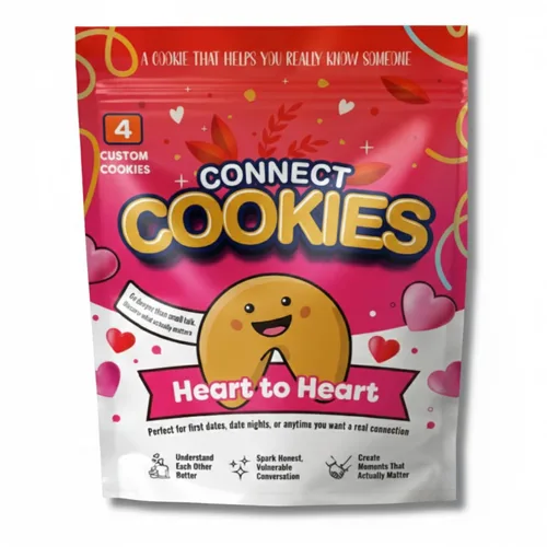 ConnectCookies - Galletas de la fortuna de corazón a corazón para parejas (4 piezas), iniciadores de conversación románticos para una cita nocturna,