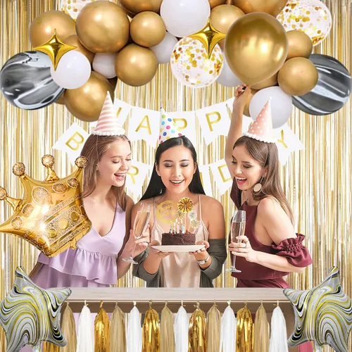 Miniatura 6 de Decoraciones de cumpleaños doradas, decoraciones de fiesta doradas, decoraciones de feliz cumpleaños para mujeres, niños, niñas, hombres, juego