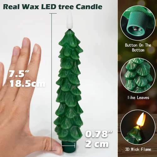 Miniatura 2 de FPOO Decoraciones de Navidad para interiores, 3 velas cerosas para árbol de Navidad con temporizador remoto, candelabros LED a batería para ventana