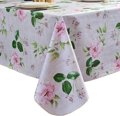 Miniatura 20 de LIBERECOO Mantel de vinilo resistente con reverso de franela, mantel de plástico impermeable a prueba de aceite, resistente a las manchas, lavable