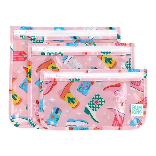 Miniatura 26 de Bumkins Bolsa de viaje, artículos de tocador, bebé, bolsa aprobada por la TSA, bolsa con cremallera, tamaño de cuarto de galón, lado transparente