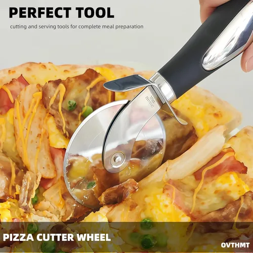 Miniatura 4 de Accesorios para Horno de Pizza 4 PCS, Kit de Pizza, Pala de Pizza de Aluminio con Mango de Madera Plegable, Cortador de Pizza, Cuchilla Balancín