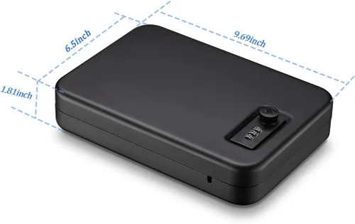 Miniatura 7 de Younion - Caja fuerte para pistolas, portátil, para viajar y llevar en el auto, color negro Cerradura de esfera