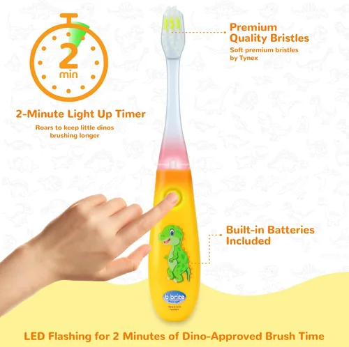 Miniatura 3 de Cepillo de dientes para niños de Lily's Home con temporizador intermitente y cerdas suaves, taza de enjuague y tapa - Divertido temporizador de 2