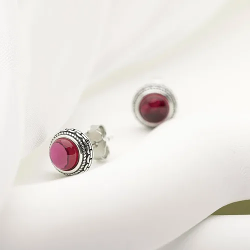 Miniatura 64 de Aretes de plata de ley con piedra natal de cristal real, joyería para mujer, moda occidental 925, envejecida, bohemia, hecha a mano, el mejor regalo