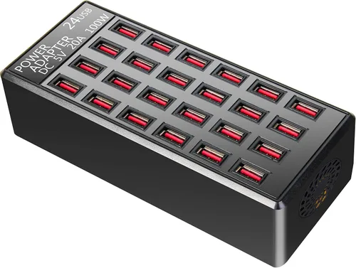 Miniatura 8 de Estación de carga USB de escritorio de 20 puertos - Cargador inteligente multifunción de 100 W para teléfonos inteligentes, tabletas y más
