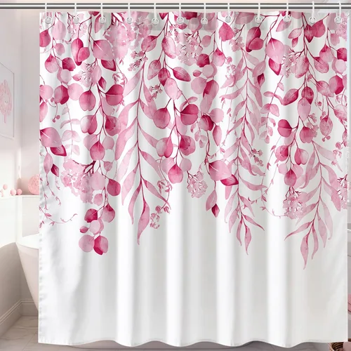 Miniatura 15 de KAIRA Cortina de ducha de eucalipto negro con diseño clásico y moderno, hojas de plantas de acuarela con diseño floral, decoración de baño, 72 x 72