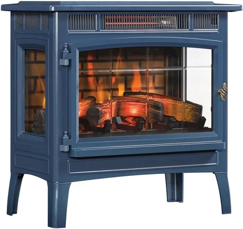 Duraflame - Estufa eléctrica independiente con chimenea y efecto de llama 3D para habitación de 1,000 pies cuadrados, color azul marino