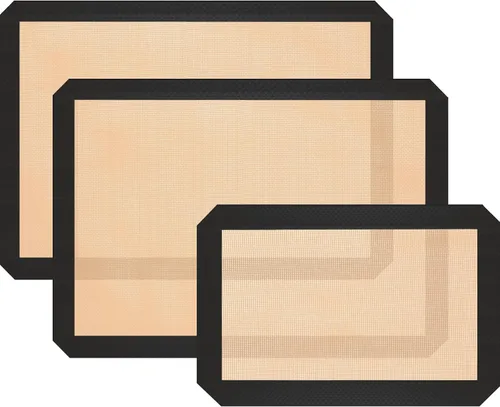 Alfombrilla de silicona para hornear, paquete de 3 alfombrillas reutilizables para hornear, antiadherente, alfombrillas de silicona seguras para
