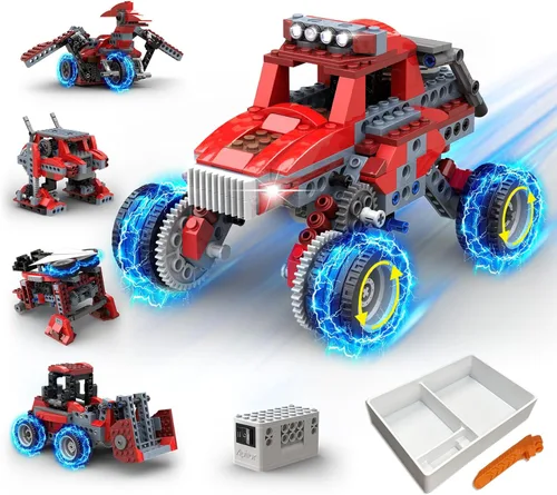 Miniatura 11 de Apitor Kits Robot E STEM - Incluye organizador de almacenamiento grande, juguetes de construcción eléctricos 14 en 1 con materiales de aprendizaje
