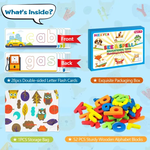 Miniatura 3 de Juguetes educativos de aprendizaje para niños y niñas de 2, 3, 4, 5, 6 años, juego de letras a juego con tarjetas del alfabeto para niños, juguete