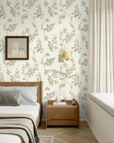 Miniatura 2 de Vinjiasin Papel Tapiz Despegar y Pegar Papel Tapiz Floral Autoadhesivo Removible Papel de Contacto Vintage de Flores y Hojas Papel de Pared