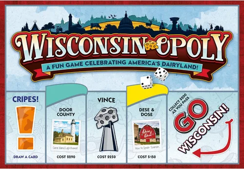 Miniatura 4 de Late for The Sky Wisconsin-Opoly Juego de mesa - Juego de fiesta de estrategia familiar para 2-6 jugadores, mayores de 8 años - Compra propiedades