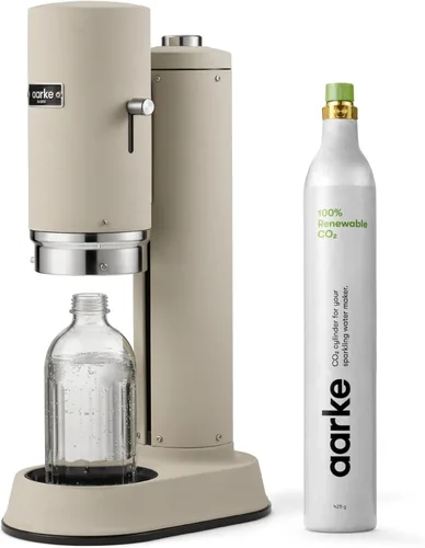 Aarke Carbonator Pro, máquina de agua con gas y carbonatación, acero inoxidable con vidrio reutilizable, volumen de botella de 27.1 fl oz/27 fl oz y