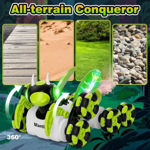 Miniatura 3 de Terucle Coche de control remoto, 8WD Bionic Mantis Toys con rotación de 360° RC Drift Car Autos RC de 2.4 GHz con luces LED geniales, música