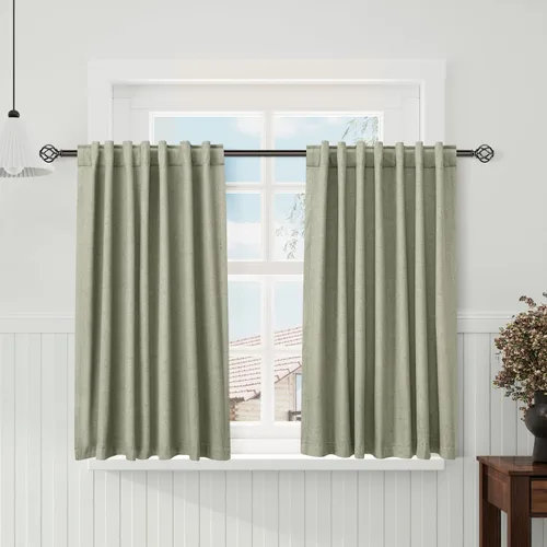 Miniatura 103 de Cortinas de lino 100% opacas para dormitorio, 102 pulgadas de largo, con pestaña trasera, bolsillo para barra, paneles acústicos con aislamiento