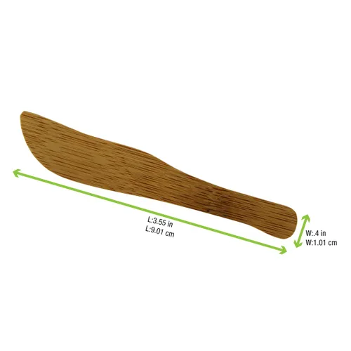 Miniatura 2 de PacknWood 209B MINI - Mini cuchillo/esparcidor de bambú natural - Cuchillos de bambú compostables desechables - Esparcidores de cocina de madera