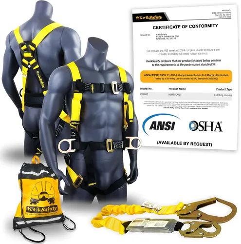 Miniatura 10 de KwikSafety - Charlotte, NC - HURRICANE Safety Harness [3 D-RINGS, BACK SUPPORT] ANSI Tested OSHA Compliant