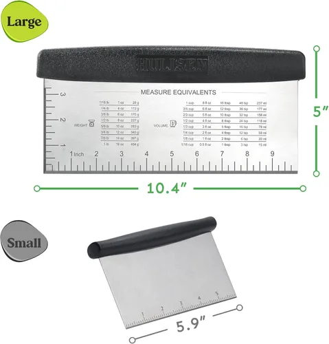 Miniatura 2 de HULISEN Raspador de banco grande para hornear, rascador de masa de 10 pulgadas con escala de medición, raspador de pasteles de acero inoxidable