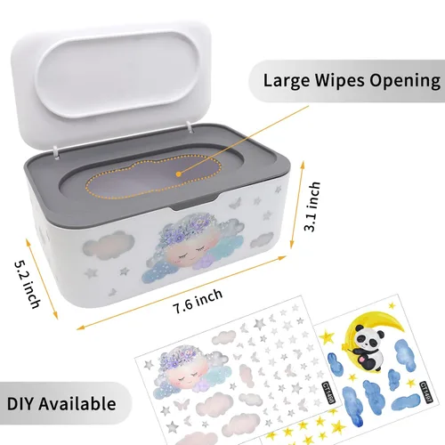 Miniatura 2 de Dispensador de toallitas para bebé, soporte para toallitas con tapa, contenedor de toallitas recargables con diseño de sellado, caja de toallitas