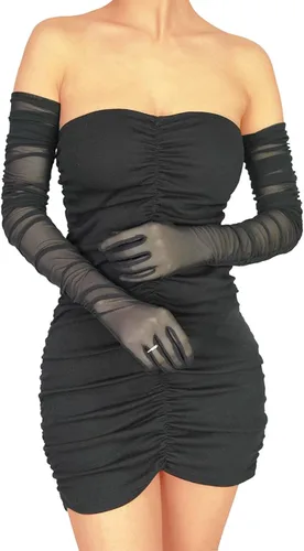 Miniatura 3 de Guantes transparentes sexys para mujer 2022 de tul de malla súper largos guantes de ópera Halloween fiesta de baile