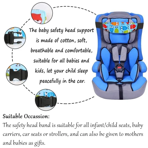 Miniatura 2 de ZYNQACC 2 piezas de soporte para la cabeza de asiento de automóvil para bebé, asiento de seguridad para niños, correa de posicionamiento para dormir