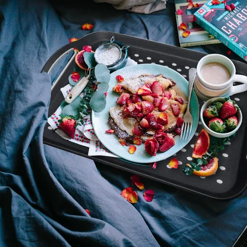 Miniatura 6 de Gran bandeja de servir antideslizante con asas, bandejas de comida para piernas con agarre de silicona para comer, aptas para lavavajillas