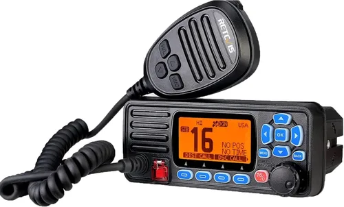 Retevis RA27 Radio marina de montaje fijo con GPS y DSC, IP67 impermeable, largo alcance, clima NOAA de emergencia, todos los canales marinos