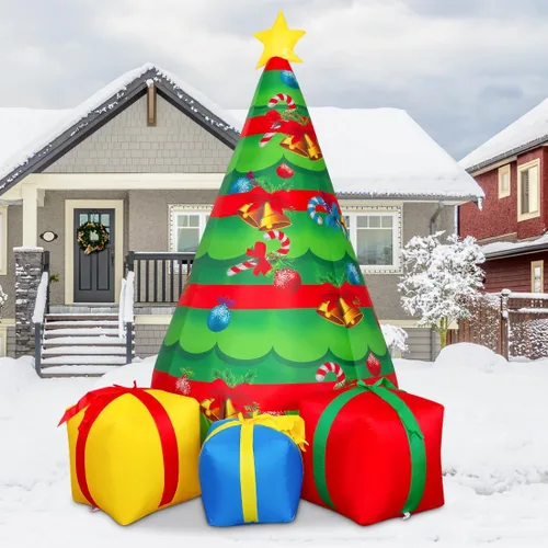 Miniatura 3 de COMIN Árbol inflable de Navidad de 7 pies para decoración al aire libre, caja de regalo de patio inflable con LED integrados para decoración