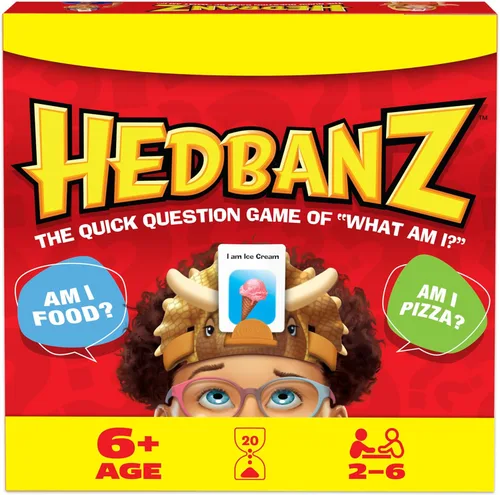 Spin Master Games, Hedbanz Edición 2023 con nuevas cartas, juego de mesa de adivinanzas de imágenes, para familia y niños, 2-6 jugadores, para
