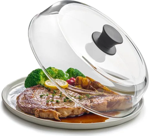 Le'raze Cubierta de vidrio para salpicaduras de microondas de 10 pulgadas para alimentos, 100% libre de BPA y plomo de grado alimenticio, apta para