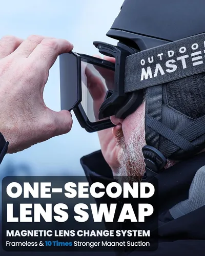 Miniatura 3 de OutdoorMaster - Gafas de esquí Falcon con lente de ZEISS, gafas de snowboard OTG antiempañamiento, lente intercambiable magnética, gafas de nieve