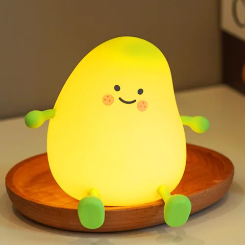 Linda luz nocturna para niños, lámpara de sueño de mango, luz cálida, decoración de dormitorio, luz nocturna de silicona, luces nocturnas de bebé,